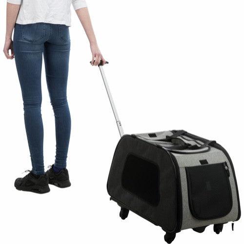 Trolley i nylon - 34×43×67 cm - Sort/grå - animondo.dk