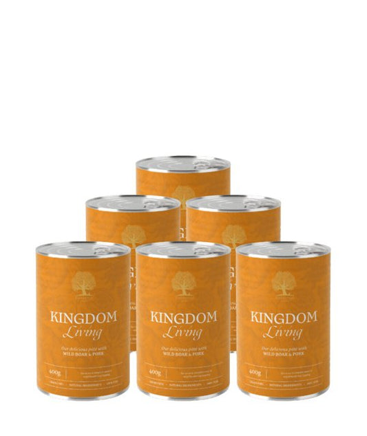 Essential Kingdom Living - vådfoder m. vildsvin & gris - 6x400 g - animondo.dk - 1067