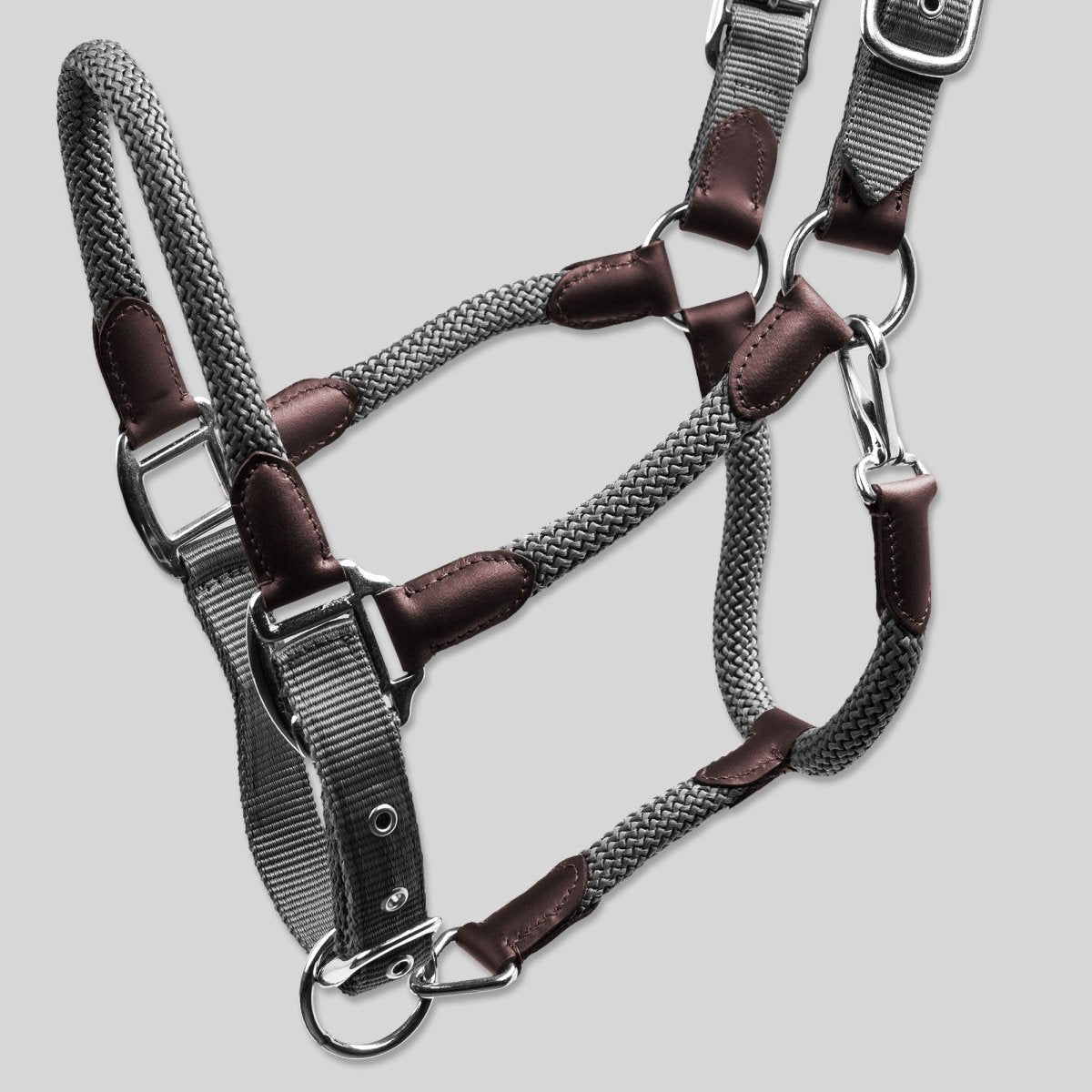 Halter-Set "TR III" with rope, grey - animondo.dk - HAL-STR-GR-III