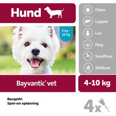 Bayvantic Vet. hund 4-10kg - 4x1,0ml - animondo.dk