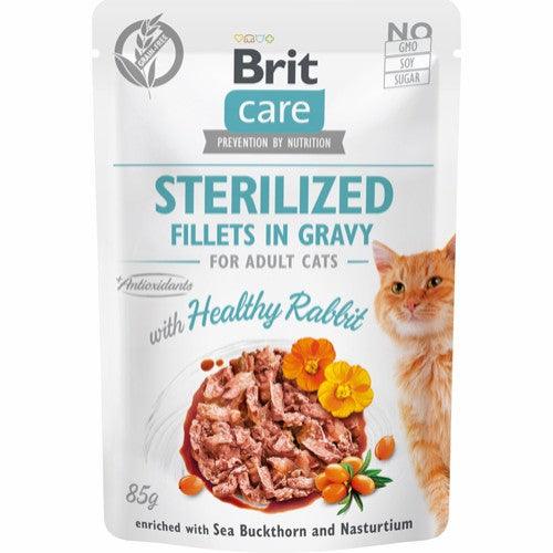 Brit Care Cat Ster. Fillets in Gravy w/ Healthy Rabbit 85g - animondo.dk
