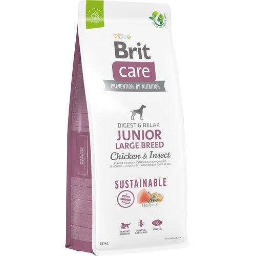 Brit Care Sustainable Junior Large Breed Kylling & insekt 12 kg - animondo.dk