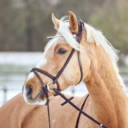 Finesse Bridles Zorro Trense, flad m. smalt næsebånd - brun/brun/sølv - animondo.dk