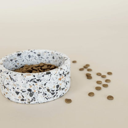 Kentucky Dog Bowl Terrazzo Stone - Hvid - animondo.dk