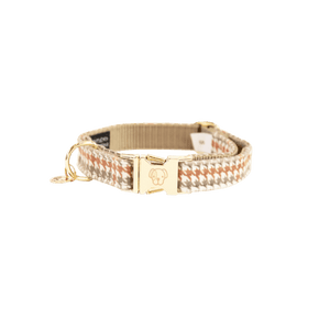 Kentucky Dog Collar Pied-de-Poule - Beige - animondo.dk