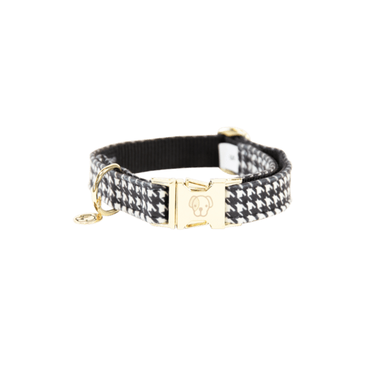 Kentucky Dog Collar Pied-de-Poule - sort - animondo.dk