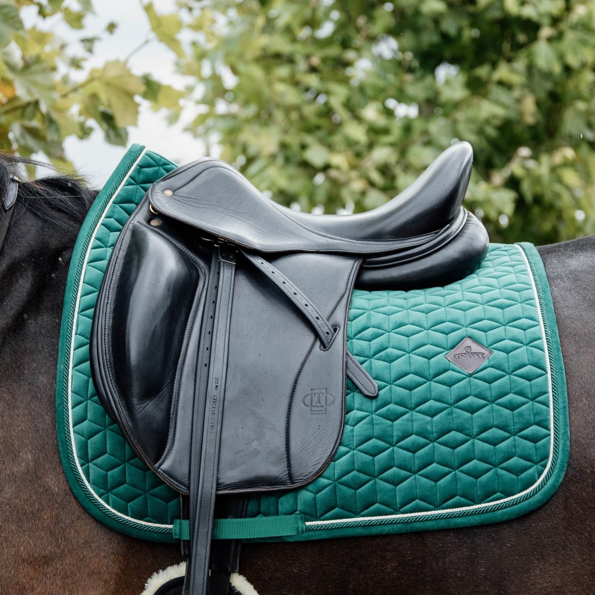 Kentucky Horsewear Velvet Dressurunderlag - Dark Green - animondo.dk