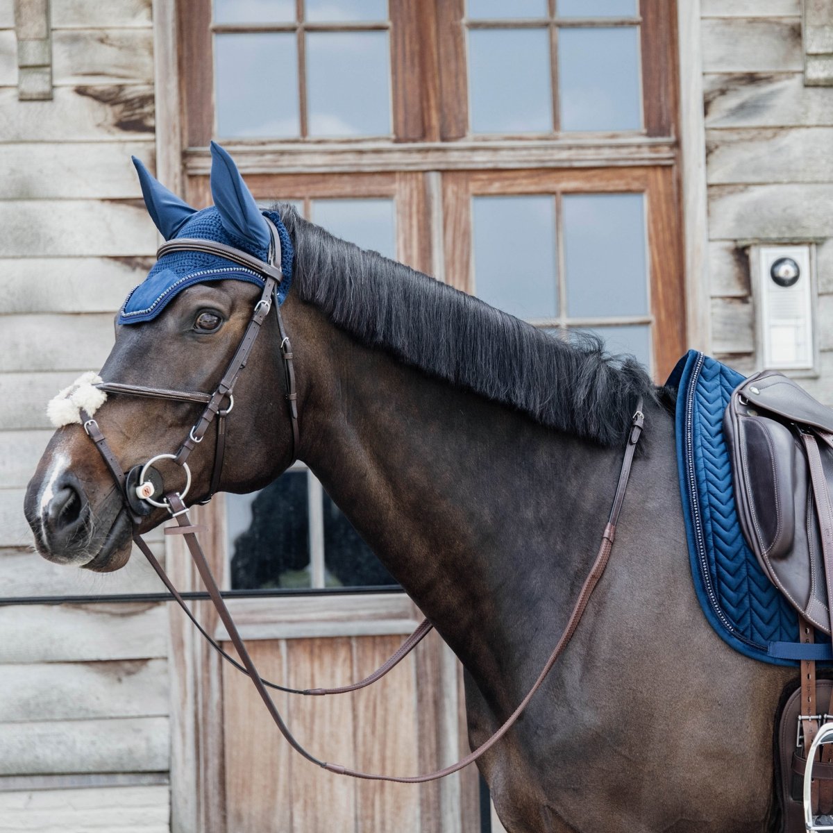 Kentucky Horsewear Velvet Pearls Dressurunderlag - Navy - animondo.dk