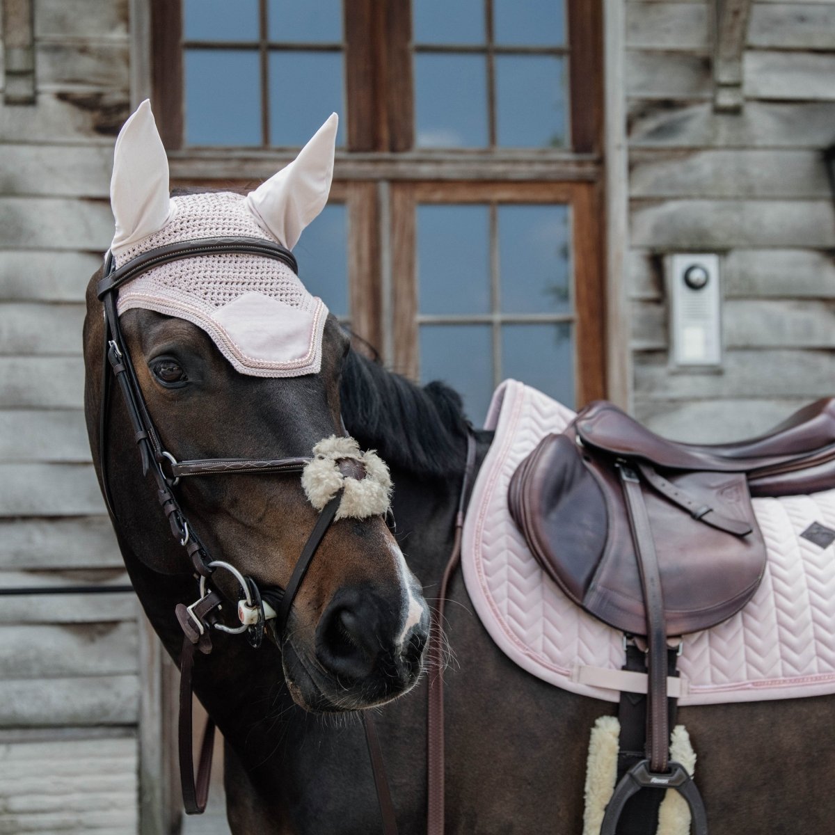 Kentucky Horsewear Wellington Velvet Pearls Hut - Beige - animondo.dk