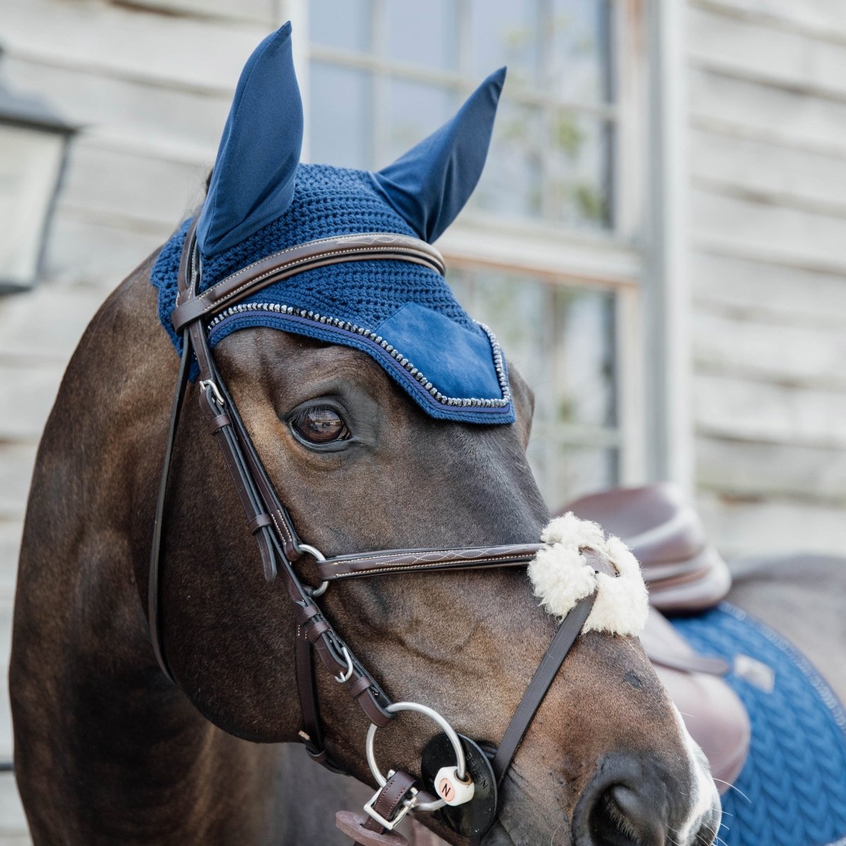 Kentucky Horsewear Wellington Velvet Pearls Hut - Navy - animondo.dk