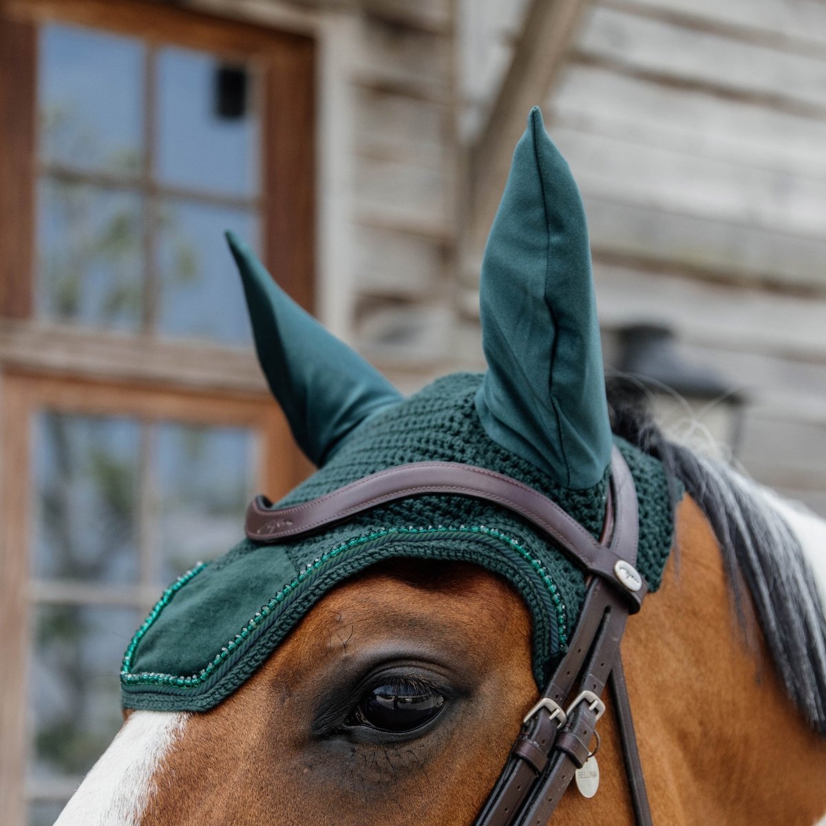 Kentucky Horsewear Wellington Velvet Pearls Hut - Pine Green - animondo.dk
