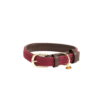 Kentucky Plaited Nylon Dog Collar - Bordeaux - animondo.dk