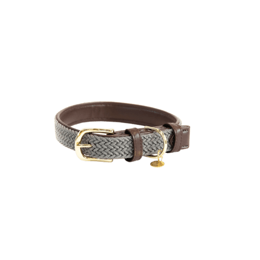 Kentucky Plaited Nylon Dog collar - Grå - animondo.dk