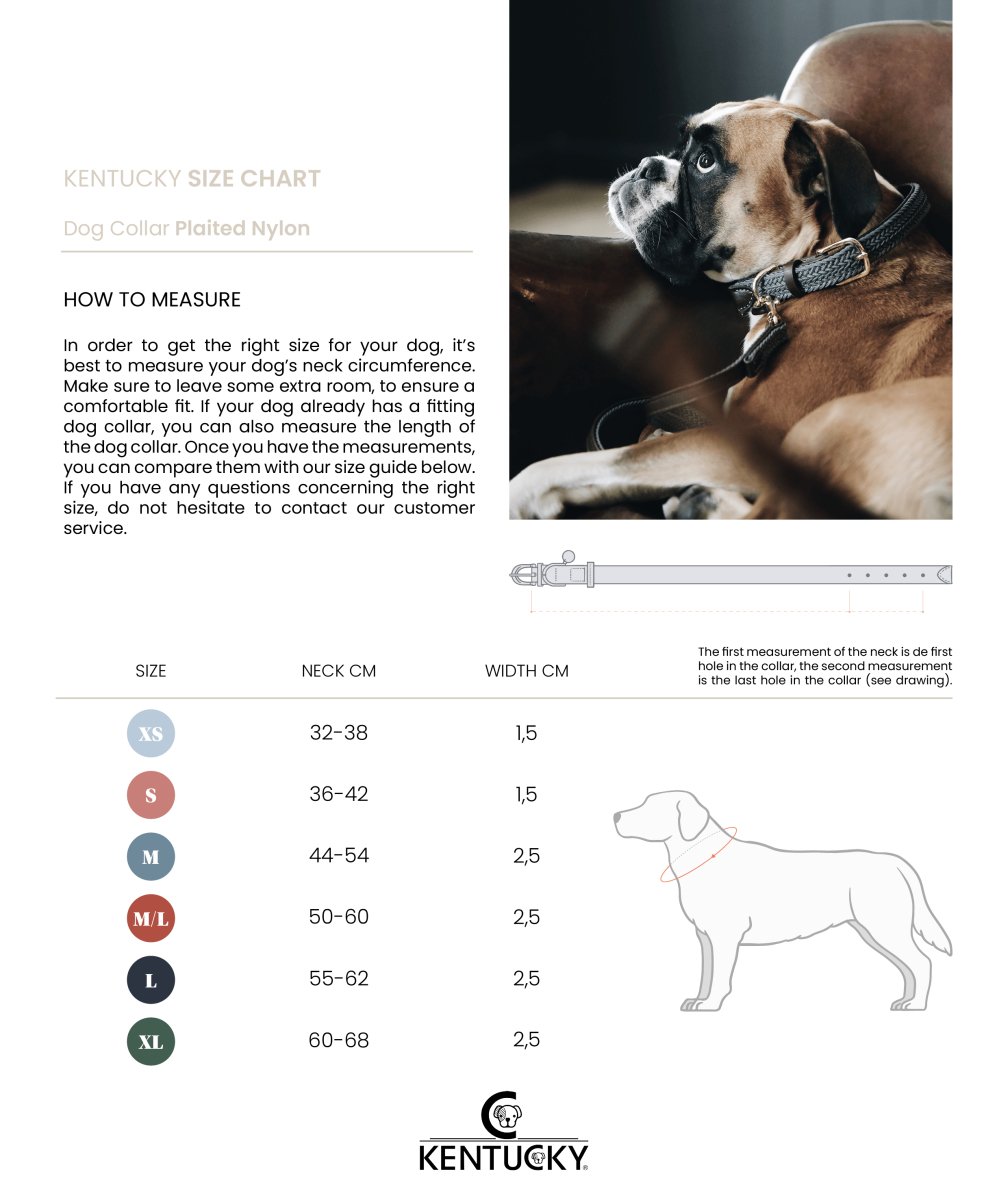 Kentucky Plaited Nylon Dog collar - Grå - animondo.dk