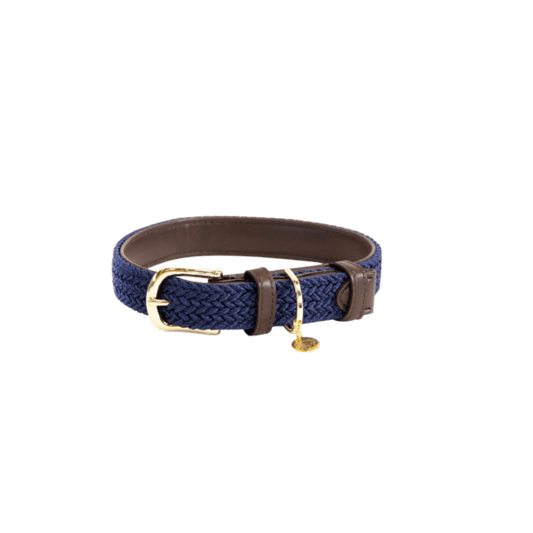 Kentucky Plaited Nylon Dog Collar Navy - animondo.dk