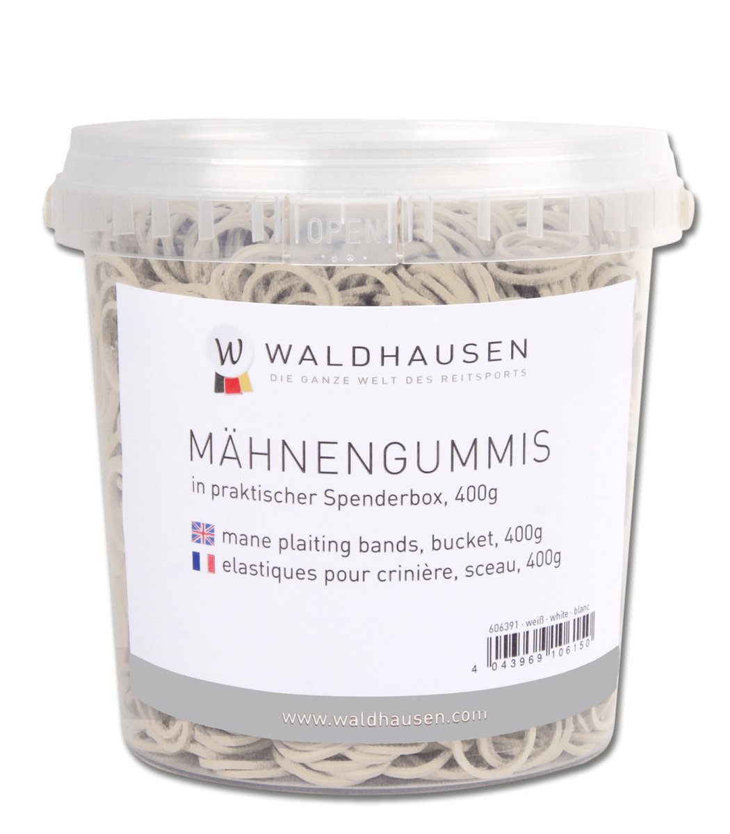 Waldhausen Mane Plaiting Bands in bucket, white, 400 g - animondo.dk
