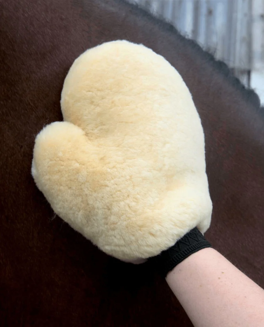 Waldhausen Ægte lammeskinds Grooming luffe - Beige